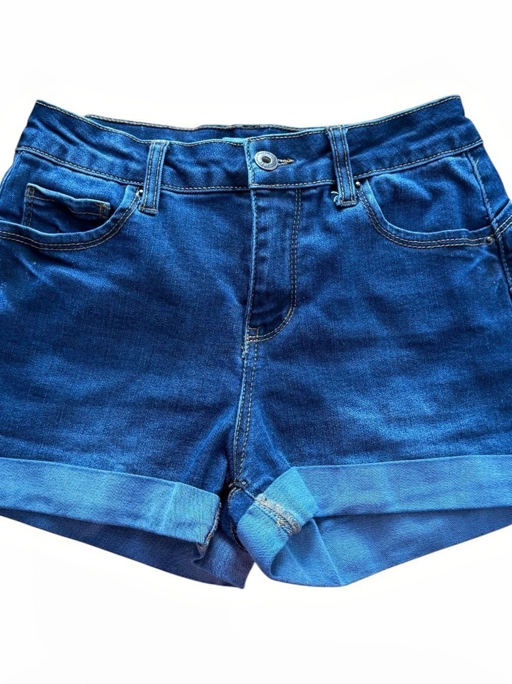 Wax Jean Butt I Love You Womens Dark Wash Cuffed Denim Shorts Size S